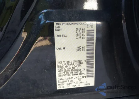 2016 Nissan Altima 2.5 Sv from USA, damaged, VIN 1N4AL3AP0GC241189